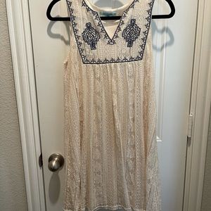 Cream dress with lace overlay